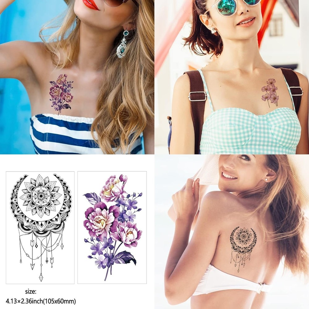 Versatile 72 Sheets Temporary Tattoos for All Occasions - Elegant Designs
