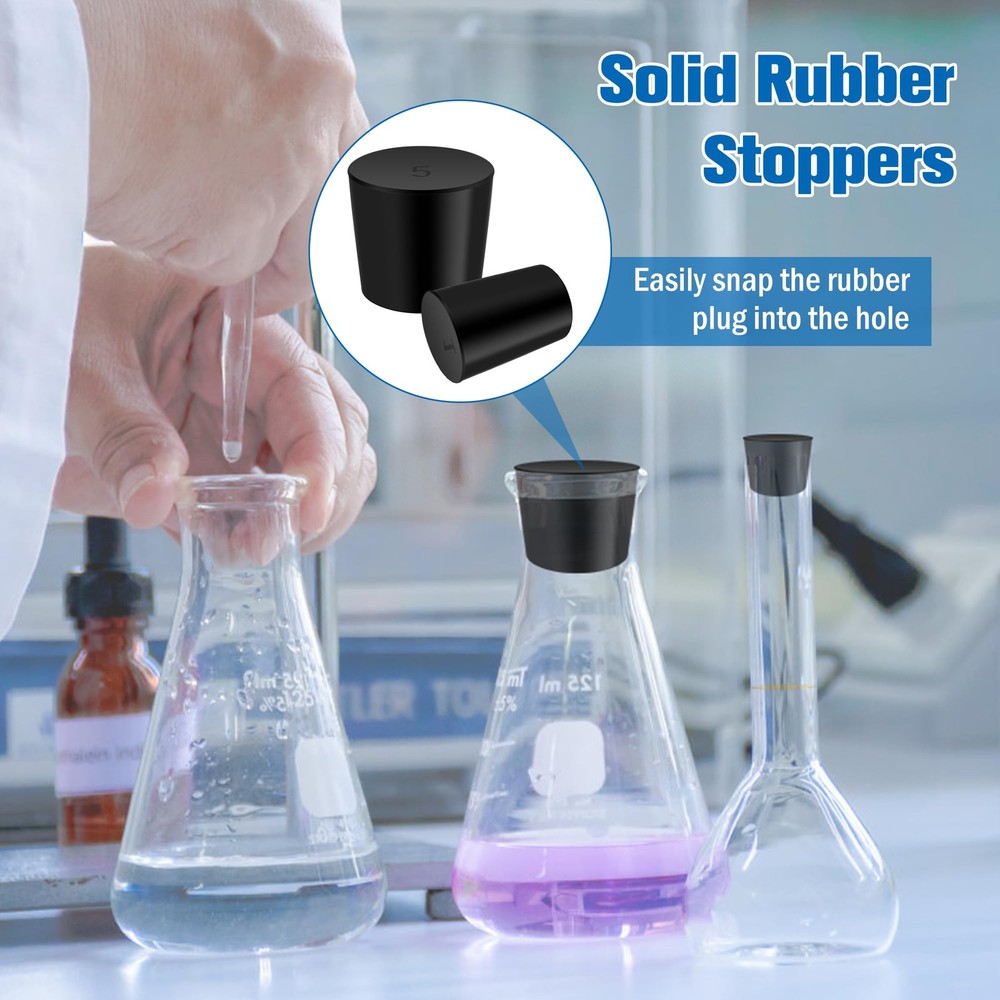Solid Rubber Stopper Black Lab Plug 000-7 Assorted Sizes Coating Paint 27 Pack