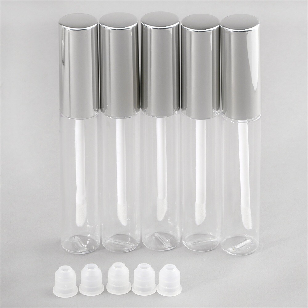 Silver Lid Clear Plastic Empty Lip Gloss Balm Bottle Cosmetic Container 10ML
