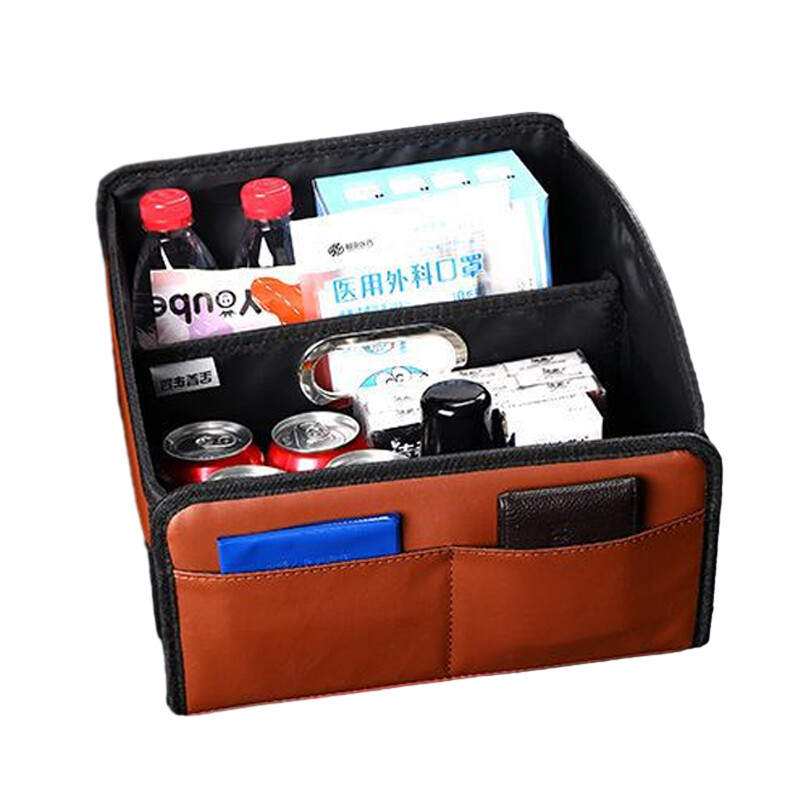 Co Driver Storage Box Car Front PU Leather Storage Box High-Capacity