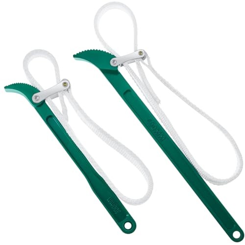 2 Pcs Strap Wrench 12" 16" Nylon Strap Pipe Wrench Adjustable Green Handle