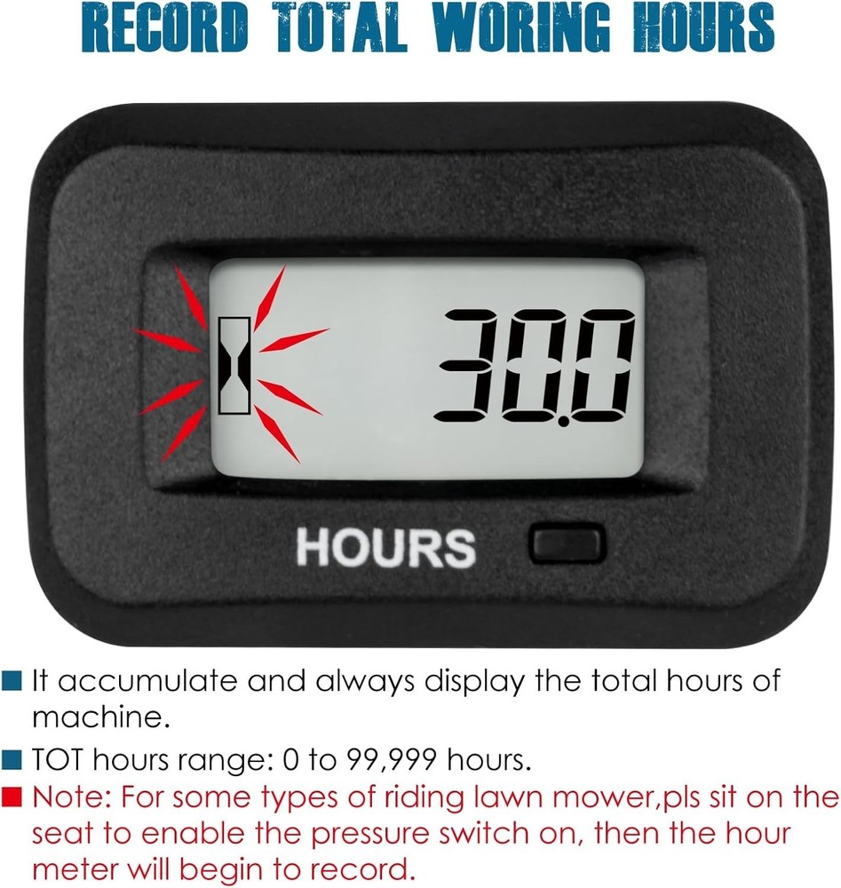 Versatile Digital Hour Meter - Reliable Maintenance Reminder for Equipment