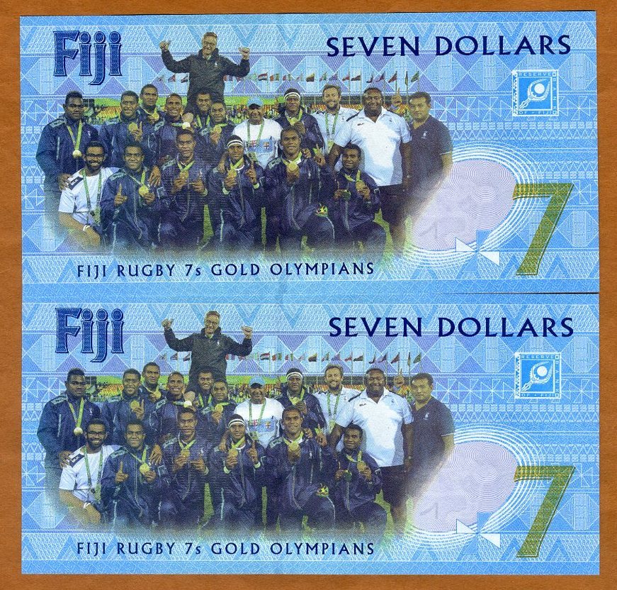 SET FIJI, 2 x $7, 2017, Consecutive Pair, P-New, UNC Commemorative
