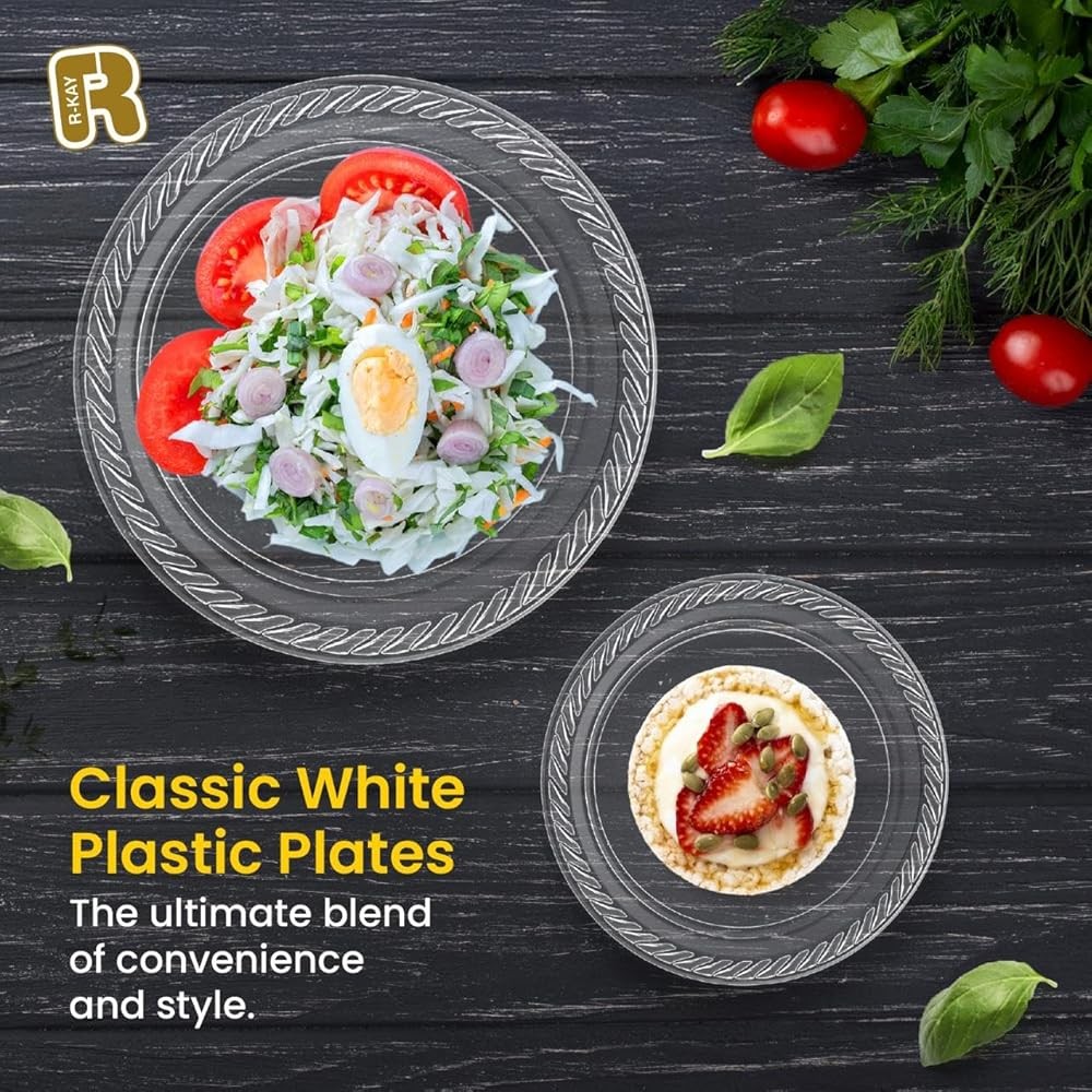 6 Inch Clear Plastic Plates - Heavy Duty Small Dert Plates -