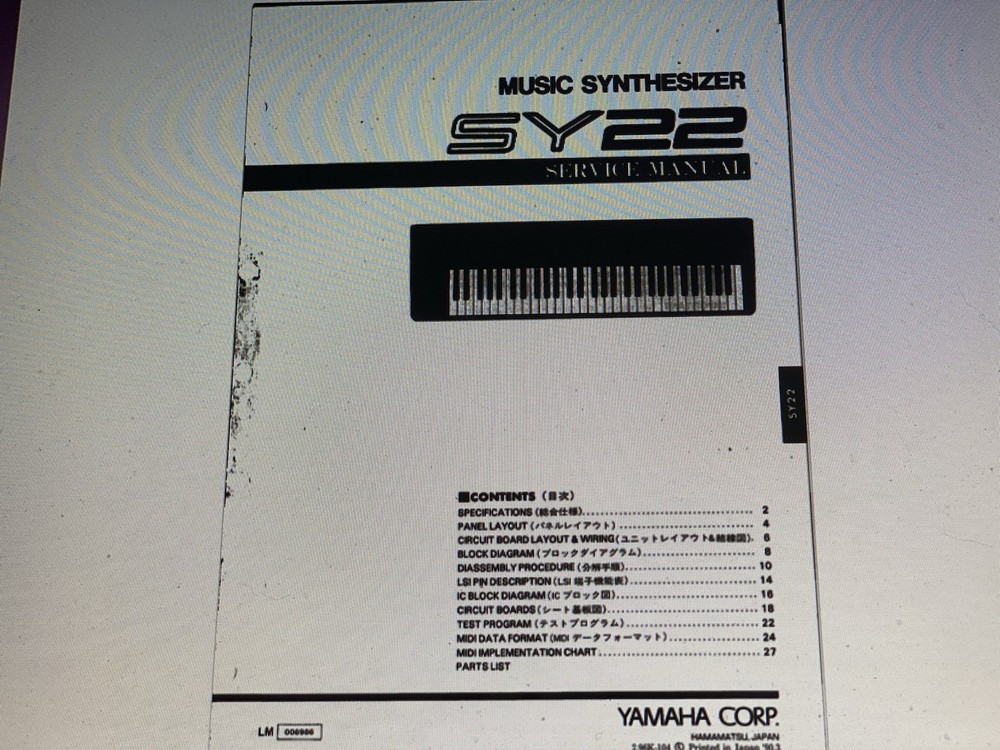 Yamaha Sy22 Service Manual Digital