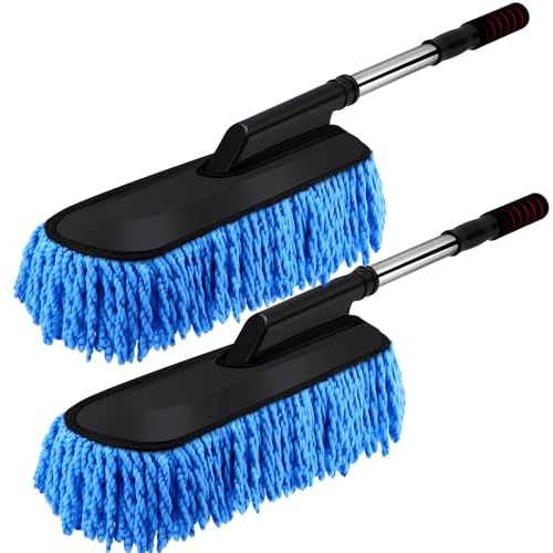 Pack Microfiber Car Duster Exterior Scratch Free with Extendable Handle 2 Blue