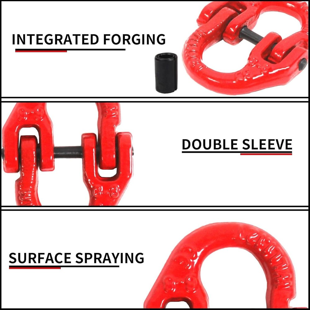 Durable G80 Hammerlock Coupling Links - Red Painted, 2645 lbs Limit - 2 Pack