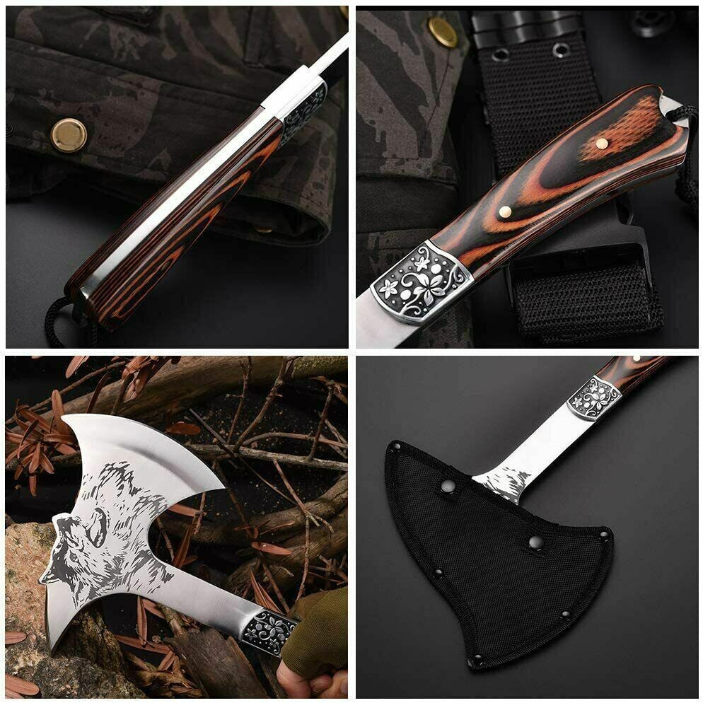 Multi function Camping Survival Axe Stainless Steel Short Handle Hand Tool Outdo