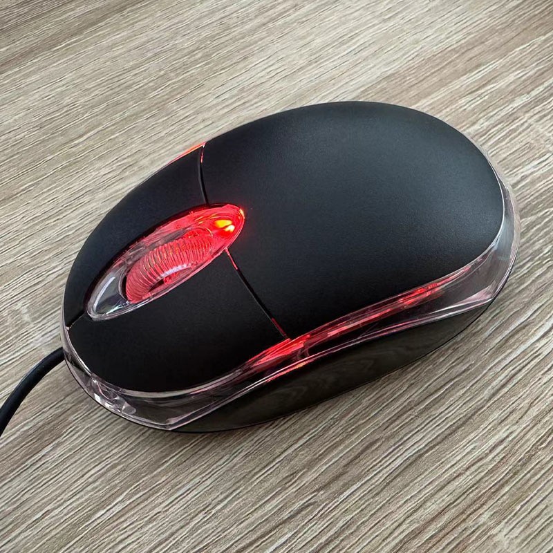 Wired USB Optical Mouse For PC Laptop Computer Scroll Wheel LED Light Black Mice