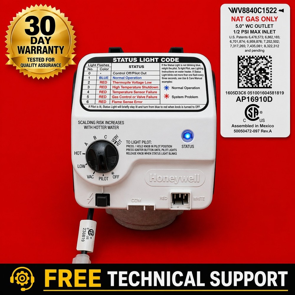 Honeywell Water Heater Gas Valve WV8840C1522 AP16910D 30 Day Warranty FAST SHIP