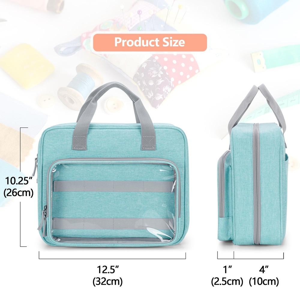 Sewing Storage Organizer Folio Open Design Pockets For Sewing Kits Blue