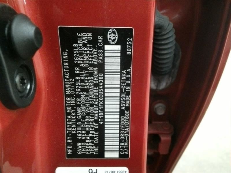 CAMRY 2012 Keys/Latches/Locks 104506732