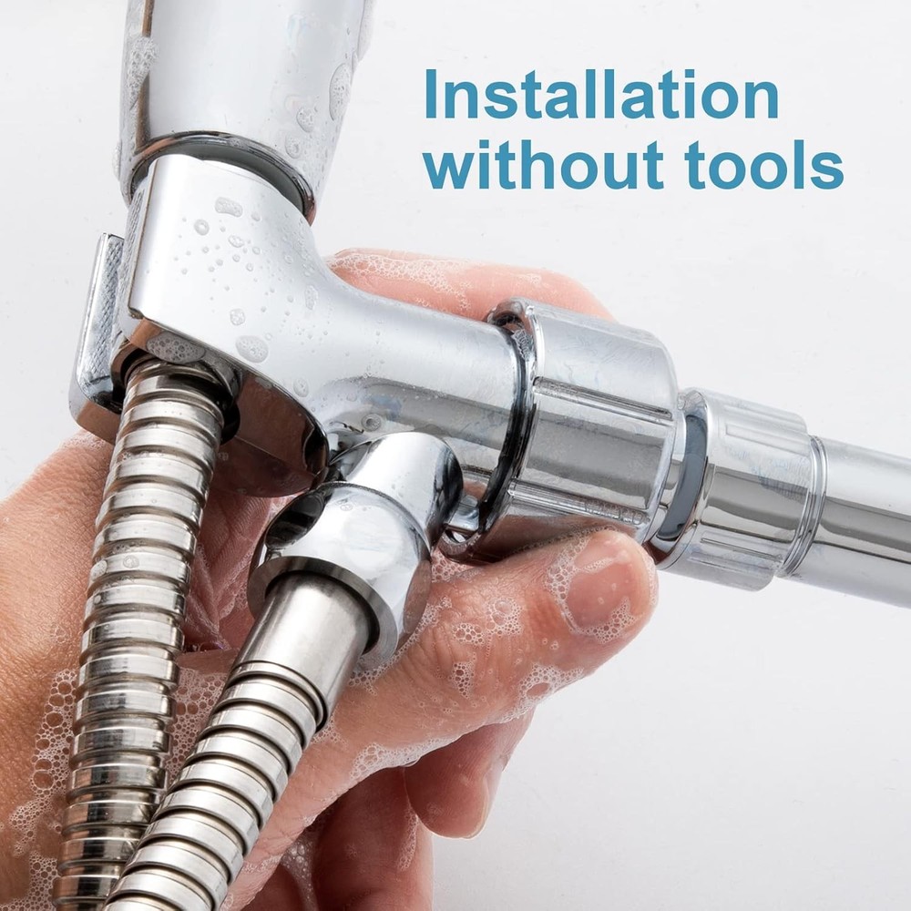 OFFO Shower Head Holder for Handheld Head, Adjustable Chrome