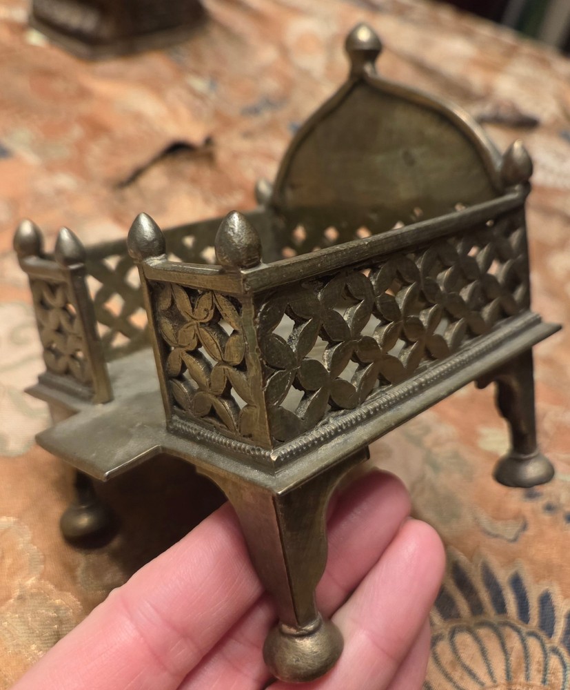 Large antique brass singhasan