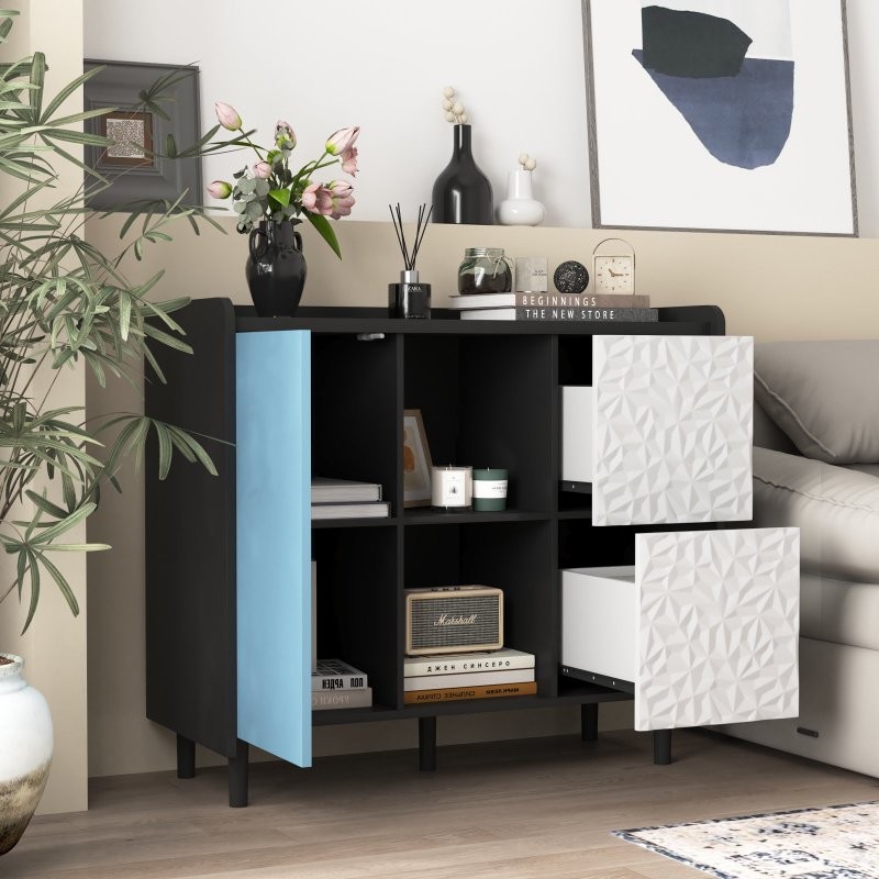 Sideboard Buffet Kitchen Storage Cabinet Console Table with 2 Doors,2 Drawers US