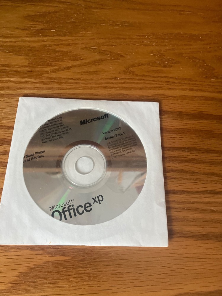 MICROSOFT OFFICE XP VERSION 2002 SERVICE PACK 1 DISC CD. PLUS PRODUCT KEY SEALED