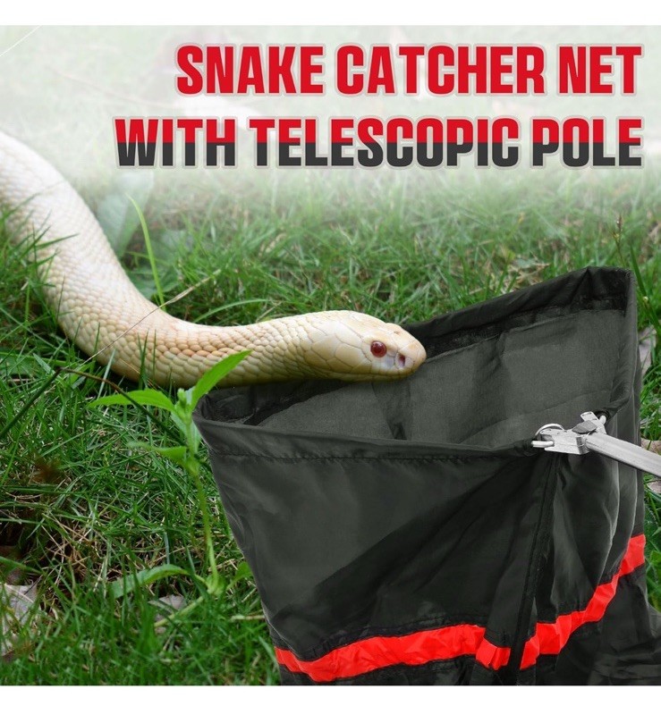 Telescopic Snake Catcher Net With Secure Drawstring 29”-66” Adjustable Pole