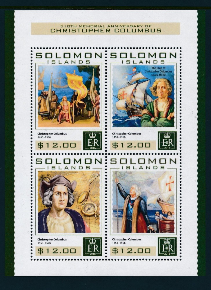 2016 SOLOMON ISLANDS CHRISTOPHER COLUMBUS MINI SHEET (4 STAMP) FINE MINT MNH