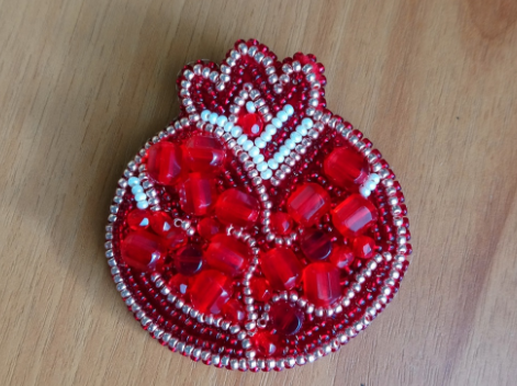 Crystal Art Beadwork kit for creating brooch BP-183C Pomegranate