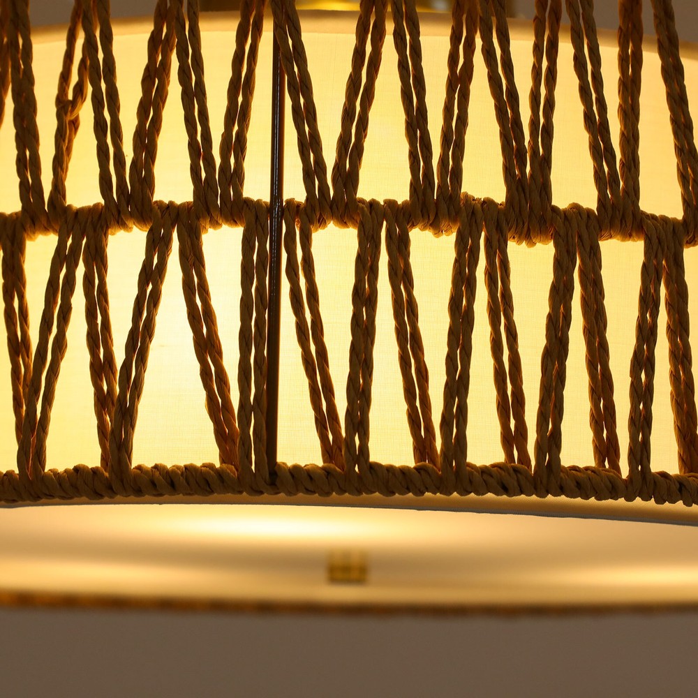 17.7" Semi Flush Mount Ceiling Light 3-Light Large Boho Flush Mount Ceiling Ligh