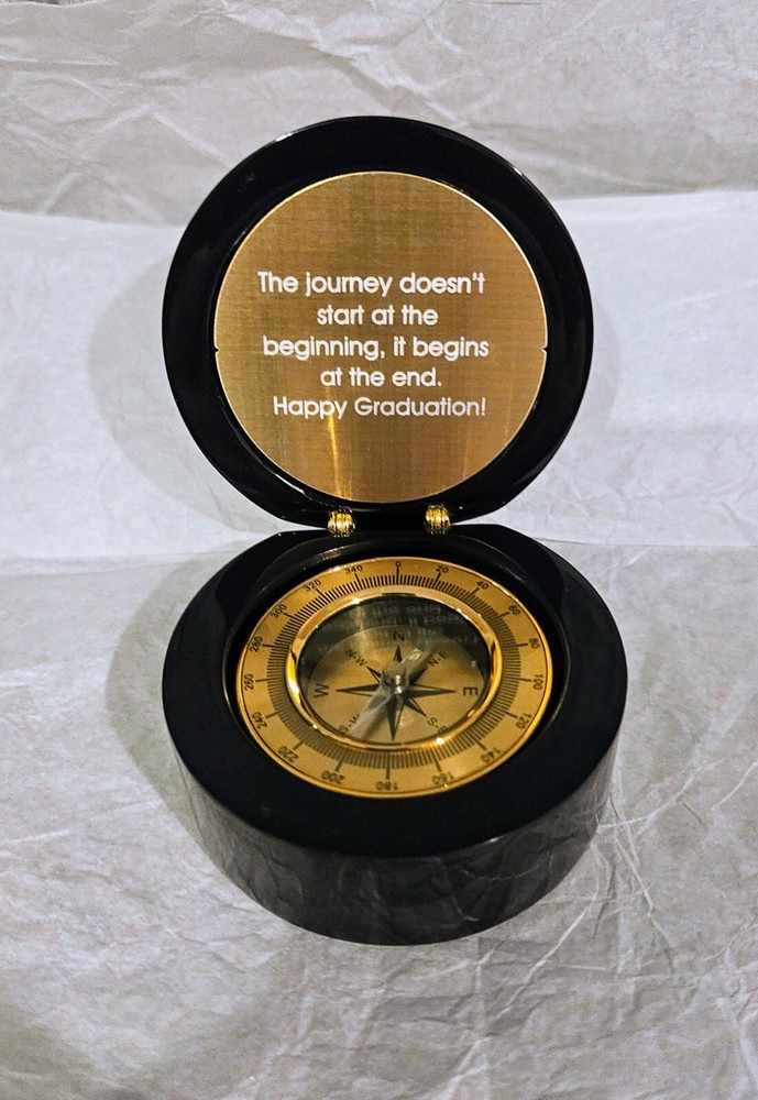 Engraved Graduation Message Desktop Navigator Compass