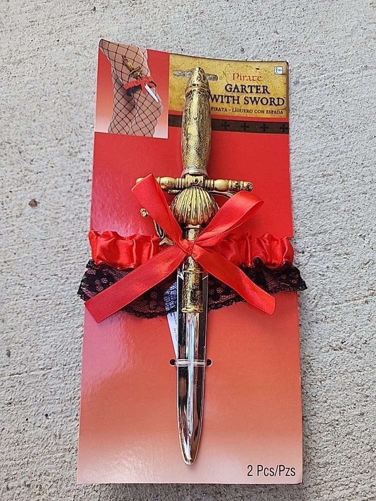 Pirate Garter With Sword Plastic Black Red Costume Accessory