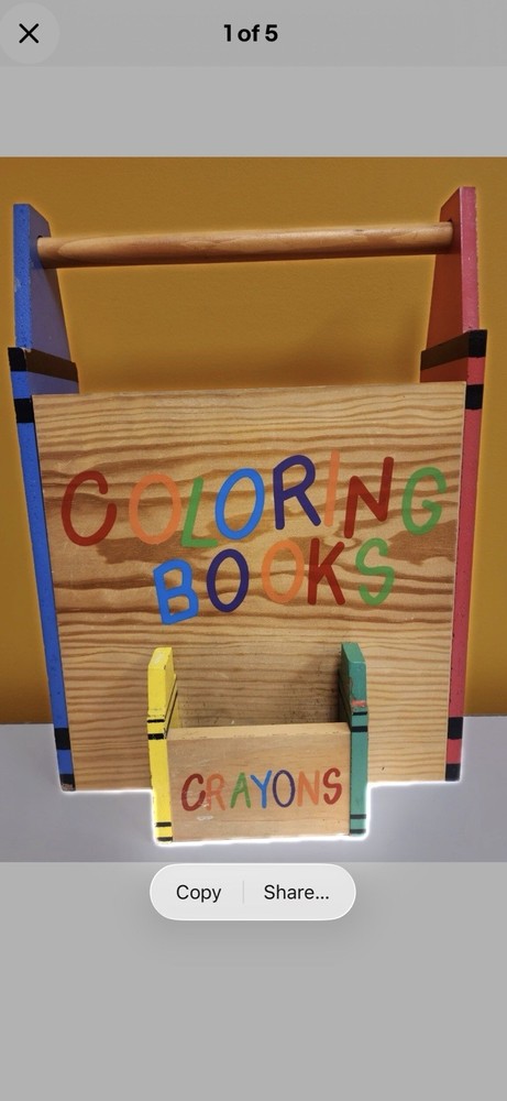 Solid Wooden Crayon/Coloring Book Holder Carrier Nice *NEW IN BOX*