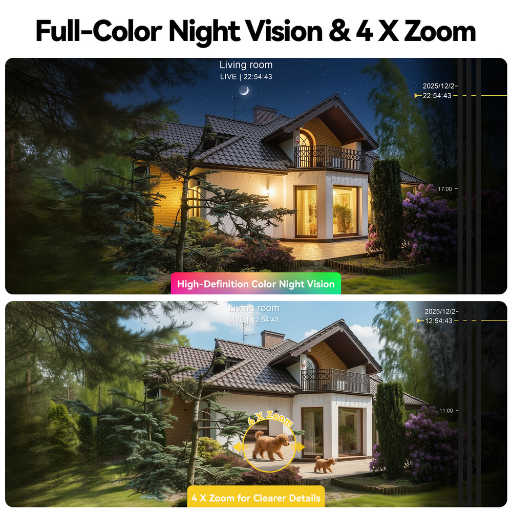 boykeep 4MP Window Camera 5G WIFI Security Camera System Color Night Vision