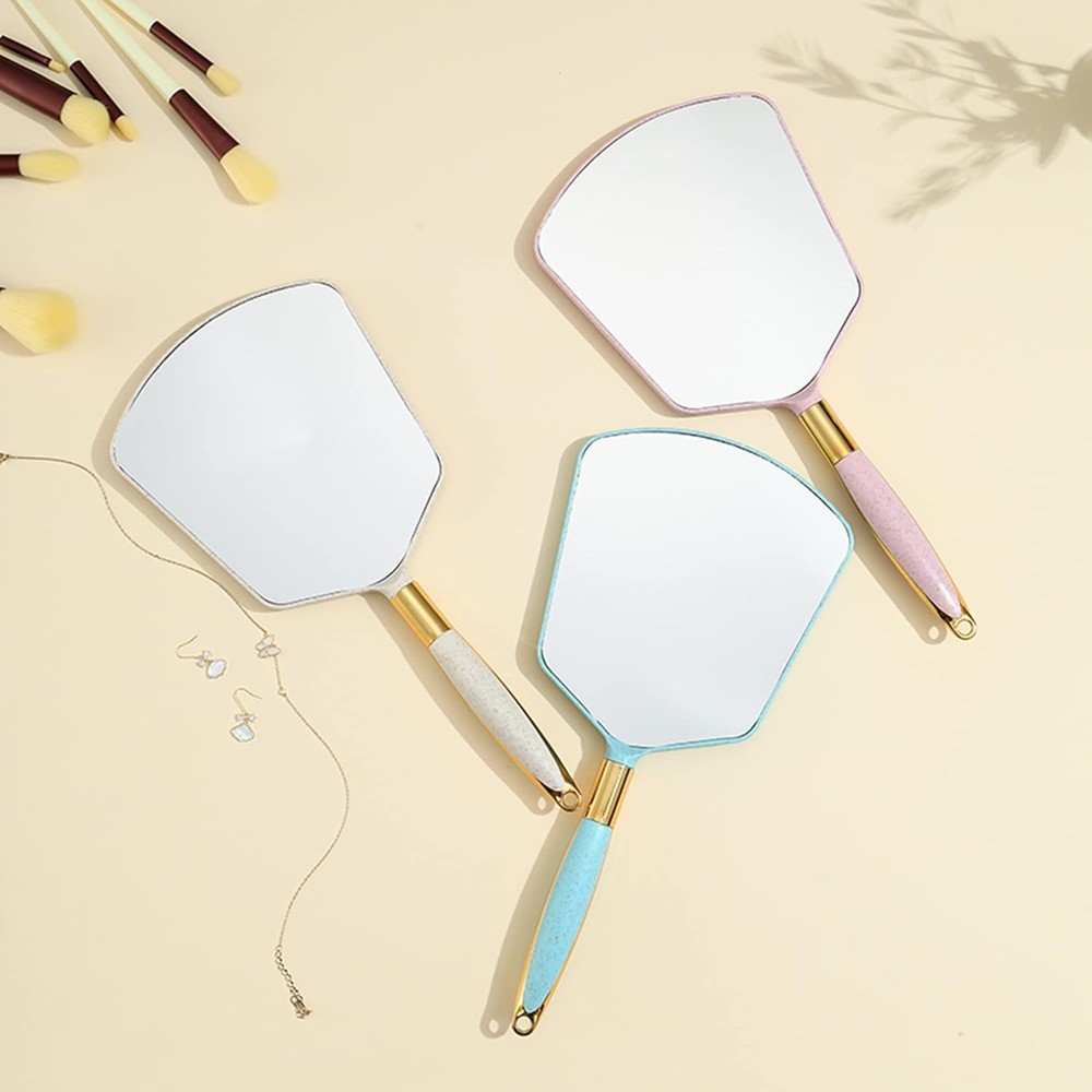 Eaoundm Hand Held Mirror with Handle, Makeup 13L x 6W, White