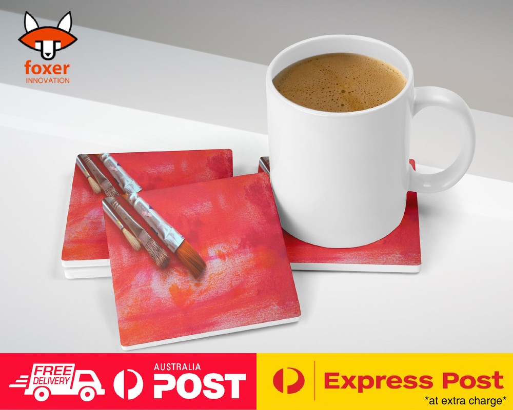 COASTER COFFEE DRINKING MAT|THREE PAINT BRUSH ART