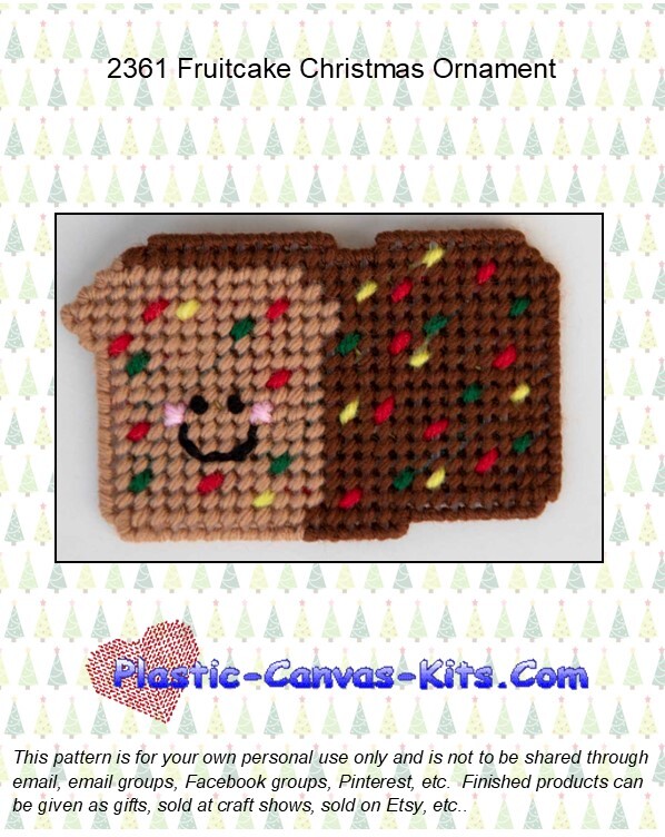 Fruitcake Christmas Ornament- Plastic Canvas Pattern or Kit