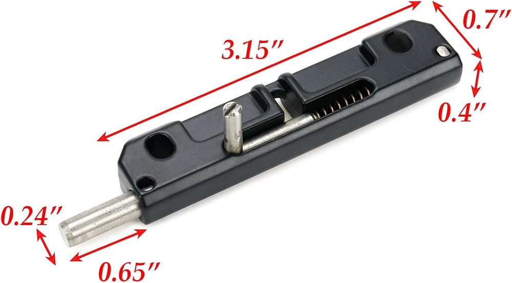 2 Pcs Spring Loaded Latch, Barrel Bolt Latch Normally Black