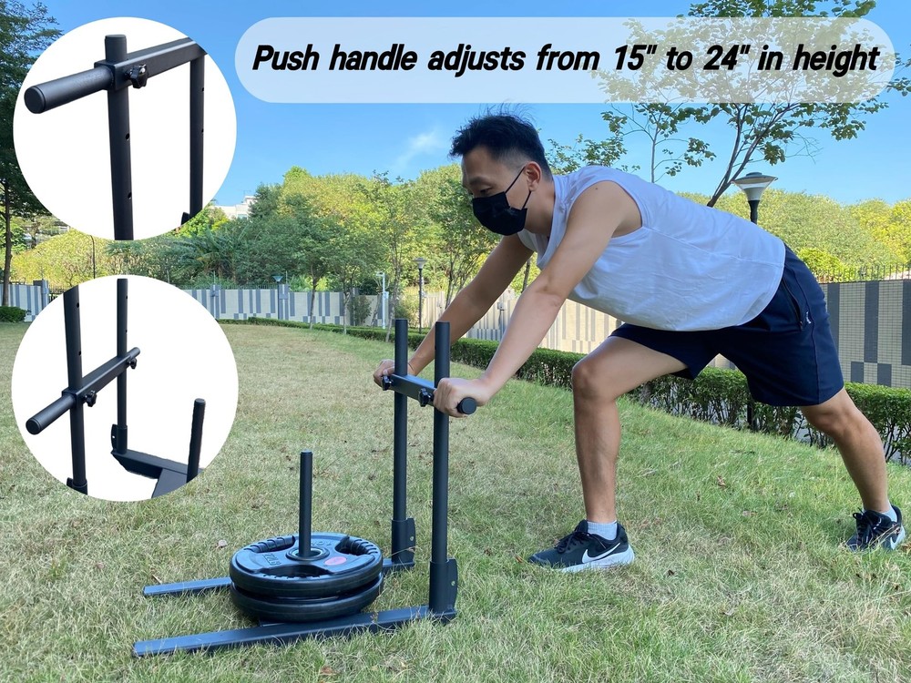 Weight Sled for Training Adjustable Handle Push-Pull Workout Sled Fitness Sle...