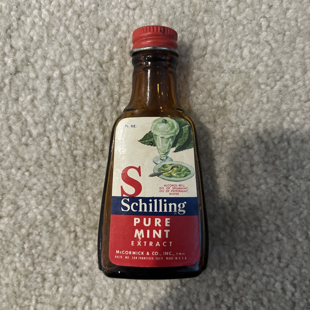 VINTAGE McCormick SCHILLING PURE MINT EXTRACT 1oz Empty BOTTLE