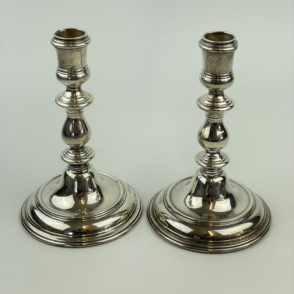 Vintage Solid Silver Asprey & Co Baluster Knopped Stems Candlesticks 16cm