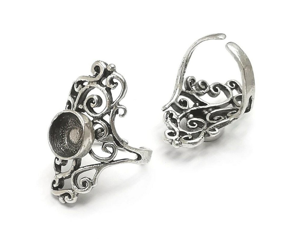 Branch Ring Blanks Silver Round Ring Setting Cabochon Mounting Adjustable G26912