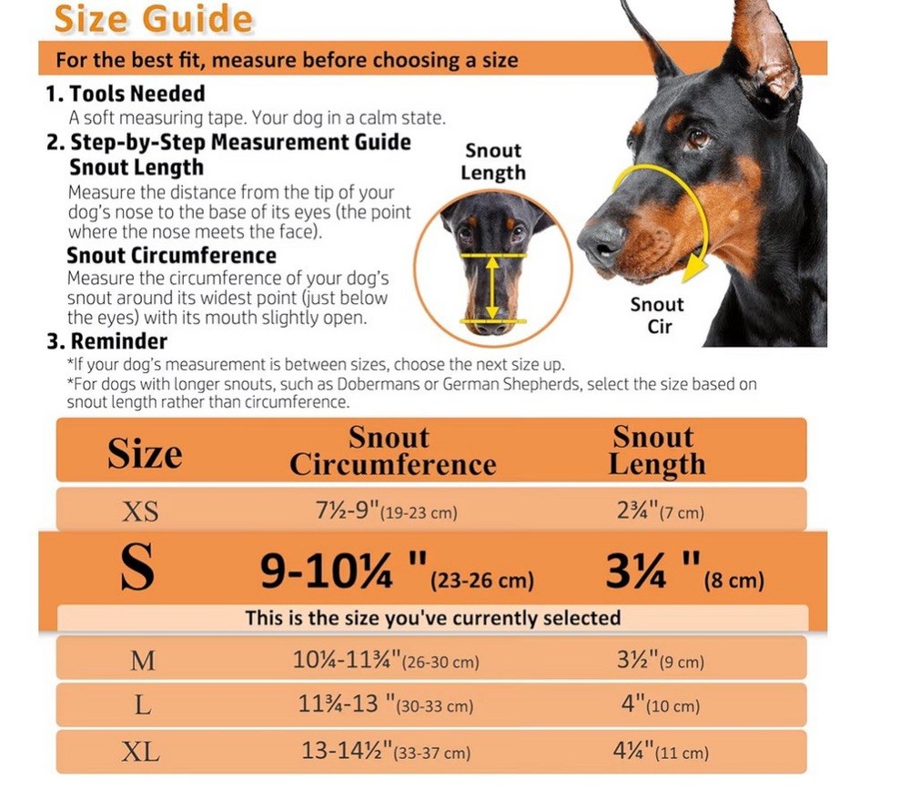 BARKLESS Dog Muzzle, Basket Muzzle for Biting, Chewing and Scavenging SMALL