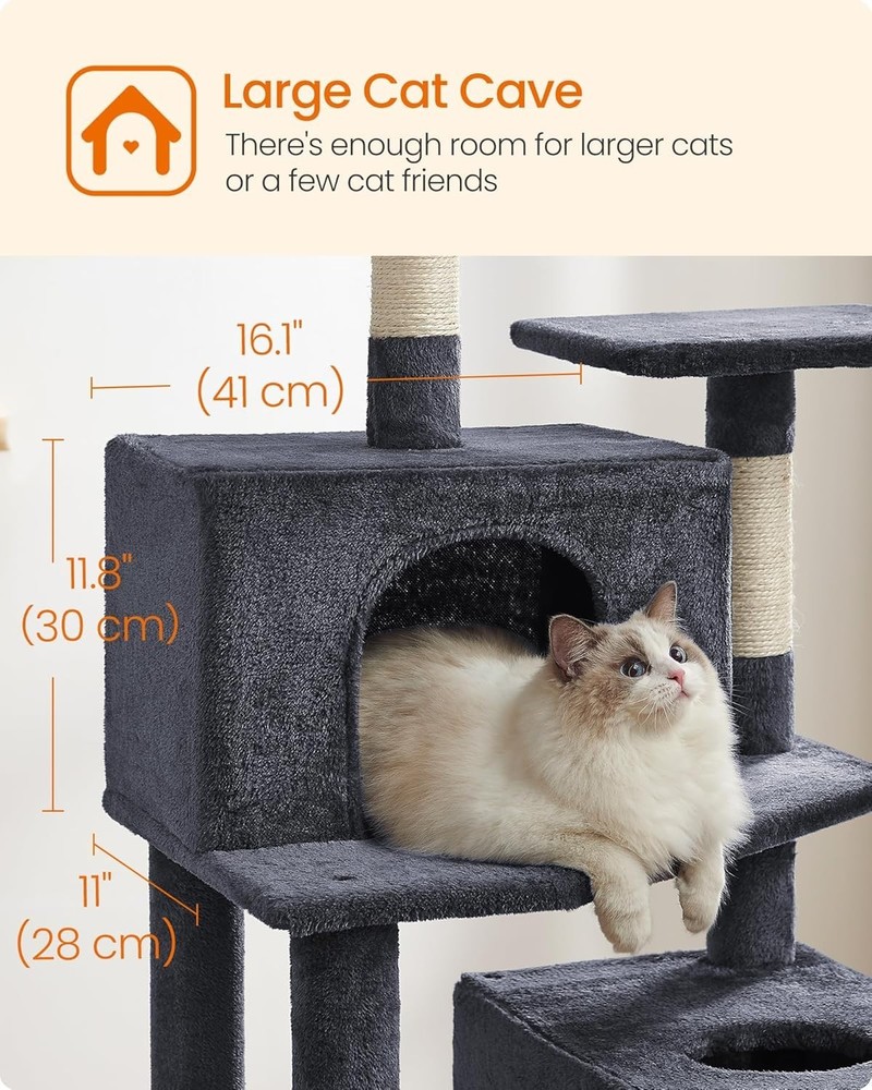Sturdy Multi-Level Cat Tree with Dual Perches and Scratching Posts - 73.2-Inch