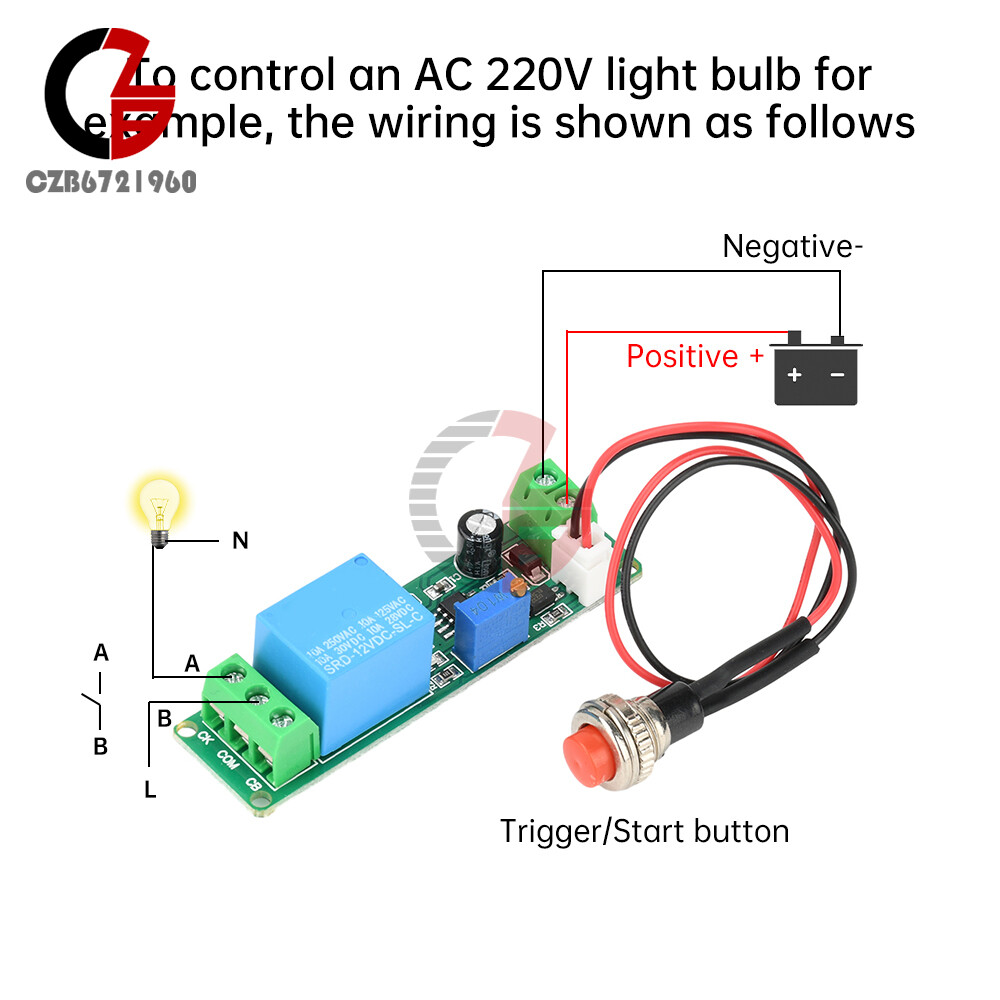 DC 5V-12V Adjustable Timer Delay Turn OFF Module Timing Relay Time Switch 1~10s