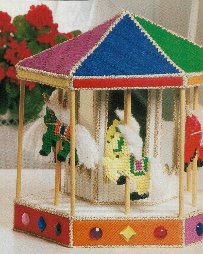 CAROUSEL HORSE HOME DECOR PLASTIC CANVAS PATTERN INSTRUCTIONS