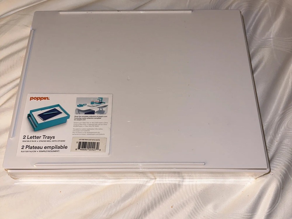 Poppin Front Loading Letter Trays White 2/Pack 100220. New In Packaging.