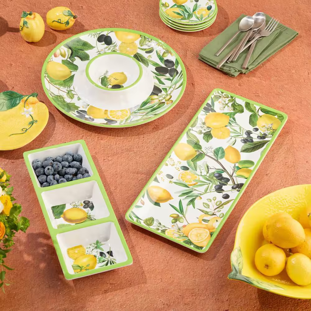 Limone 14.5 In. Multi-Colored Melamine 3-Piece Platter Set