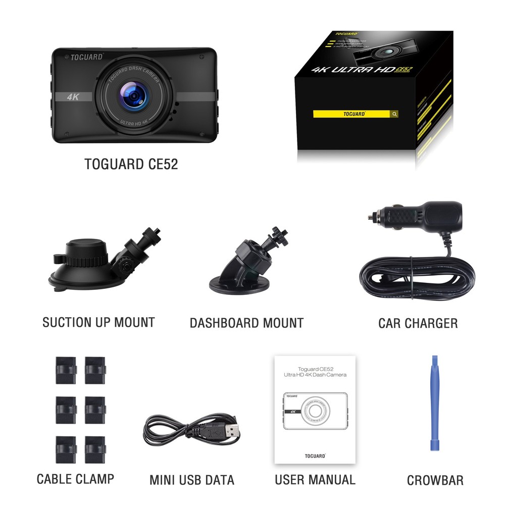 TOGUARD 4K Dash Cam Front Dash Camera Night Vision G-Sensor Video Recorder