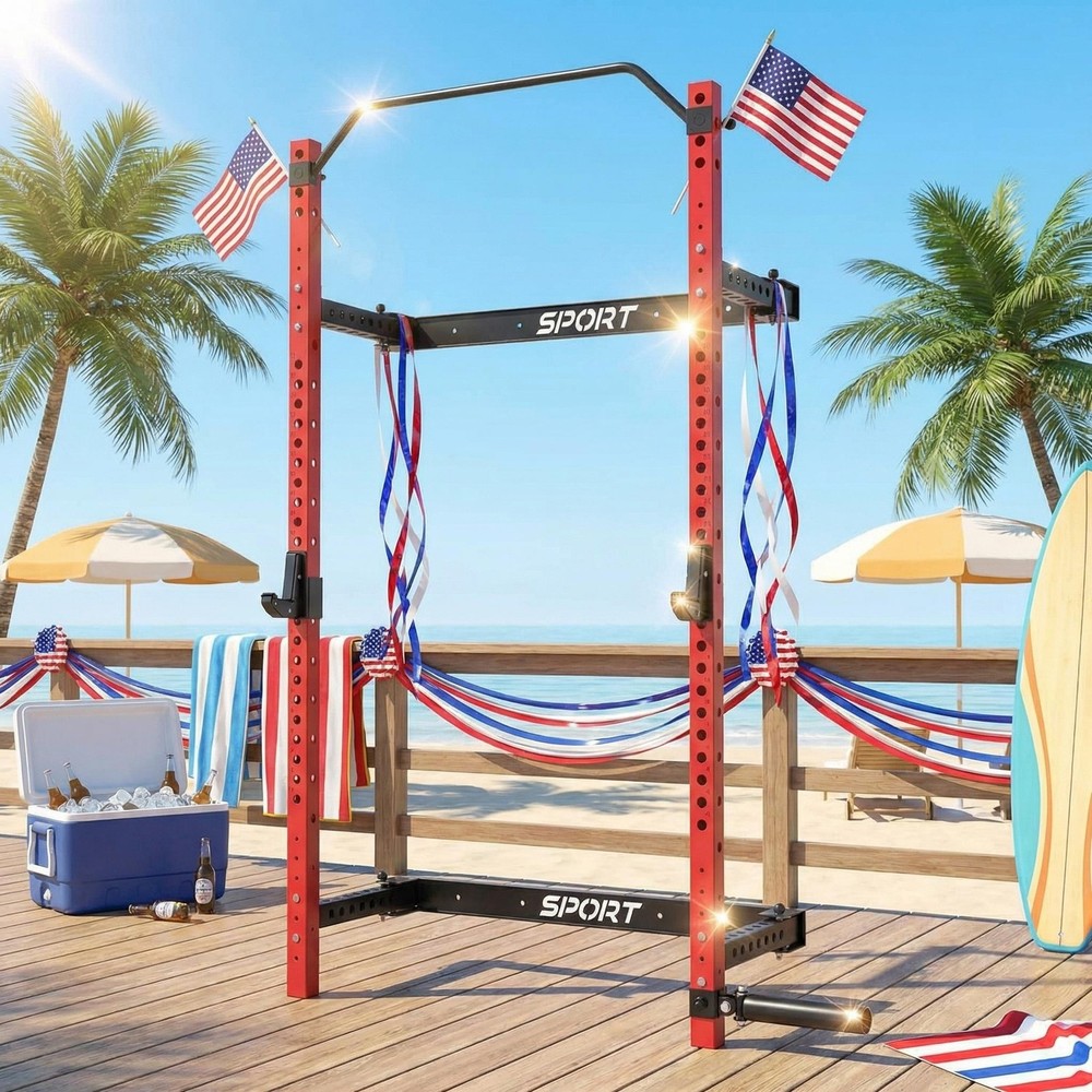 Folding Squat Rack for Home Gym,Wall Mount Foldable Squat Rack with Pull Up Bar