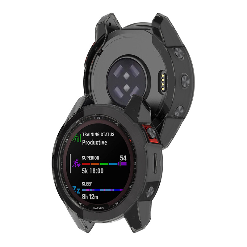 StrapsCo TPU Clear Black Case Frame Shield Protector for Garmin Epix Gen 2