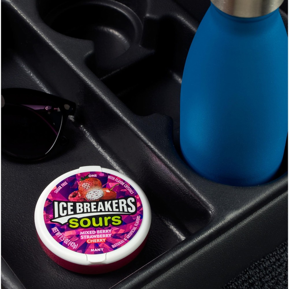 ICE BREAKERS Sours Assorted Fruit Flavored Sugar Free Mints Tins, 1.5 oz (8