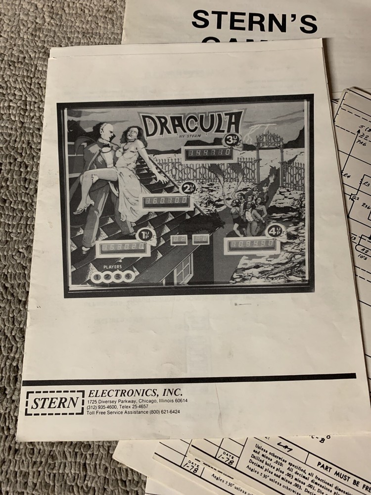 original Dracula +cards Stern Pinball Arcade game manual