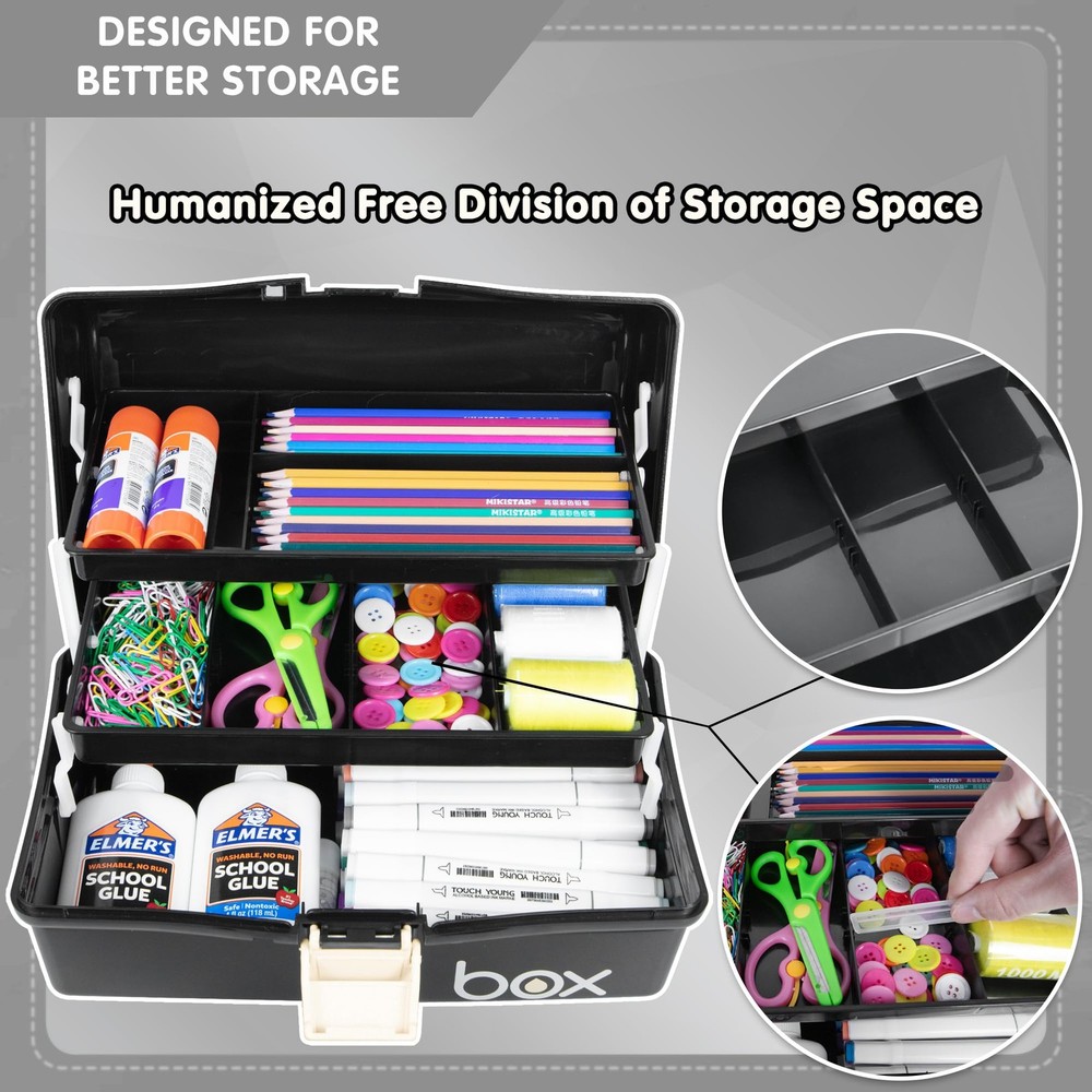 TERGOO 12in Three-Layer Multipurpose Storage Box Organizer Folding Tool Box/A...