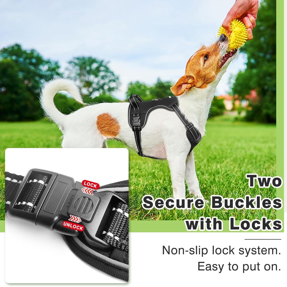 Dog Harness No Pull, Pet Harnesses with Dog Collar, Adjustable Reflective Oxf...