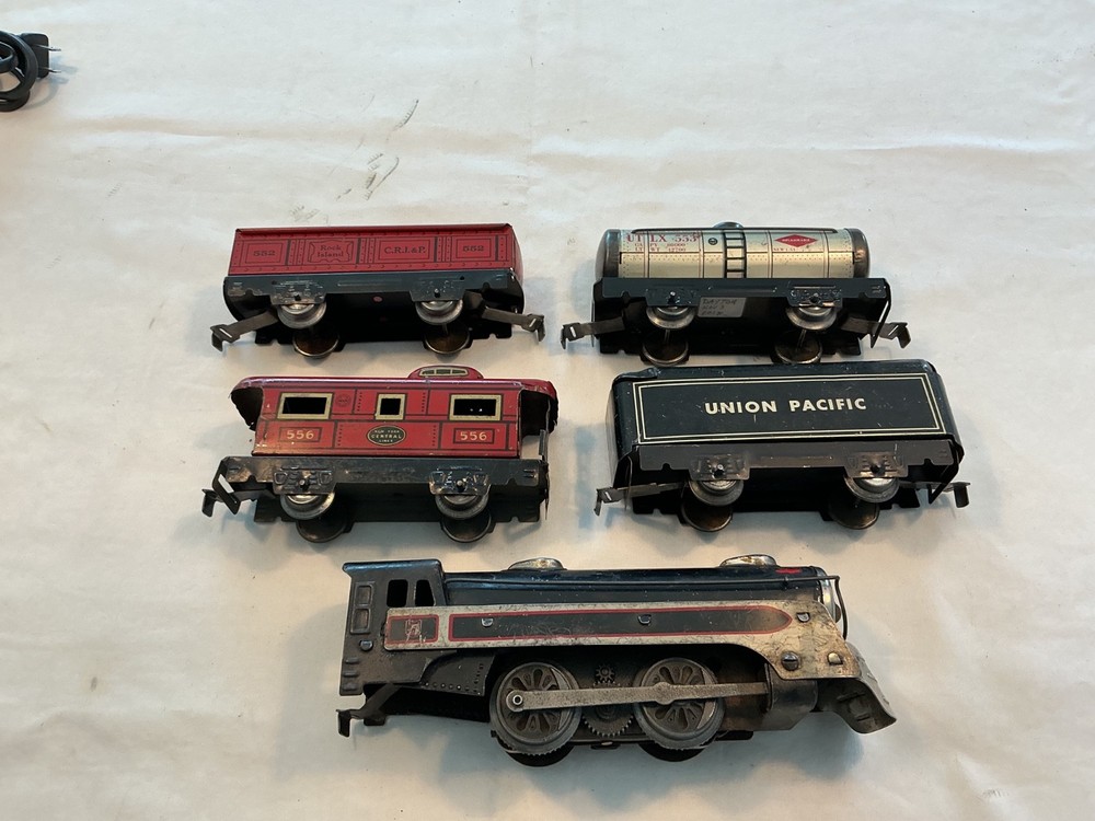 MARX Postwar Steam Engine Set w. Transformer Tracks Freight Car Set 0 scale